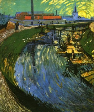 Vincent Van Gogh Painting - El canal Roubine du Roi con las lavanderas Vincent van Gogh